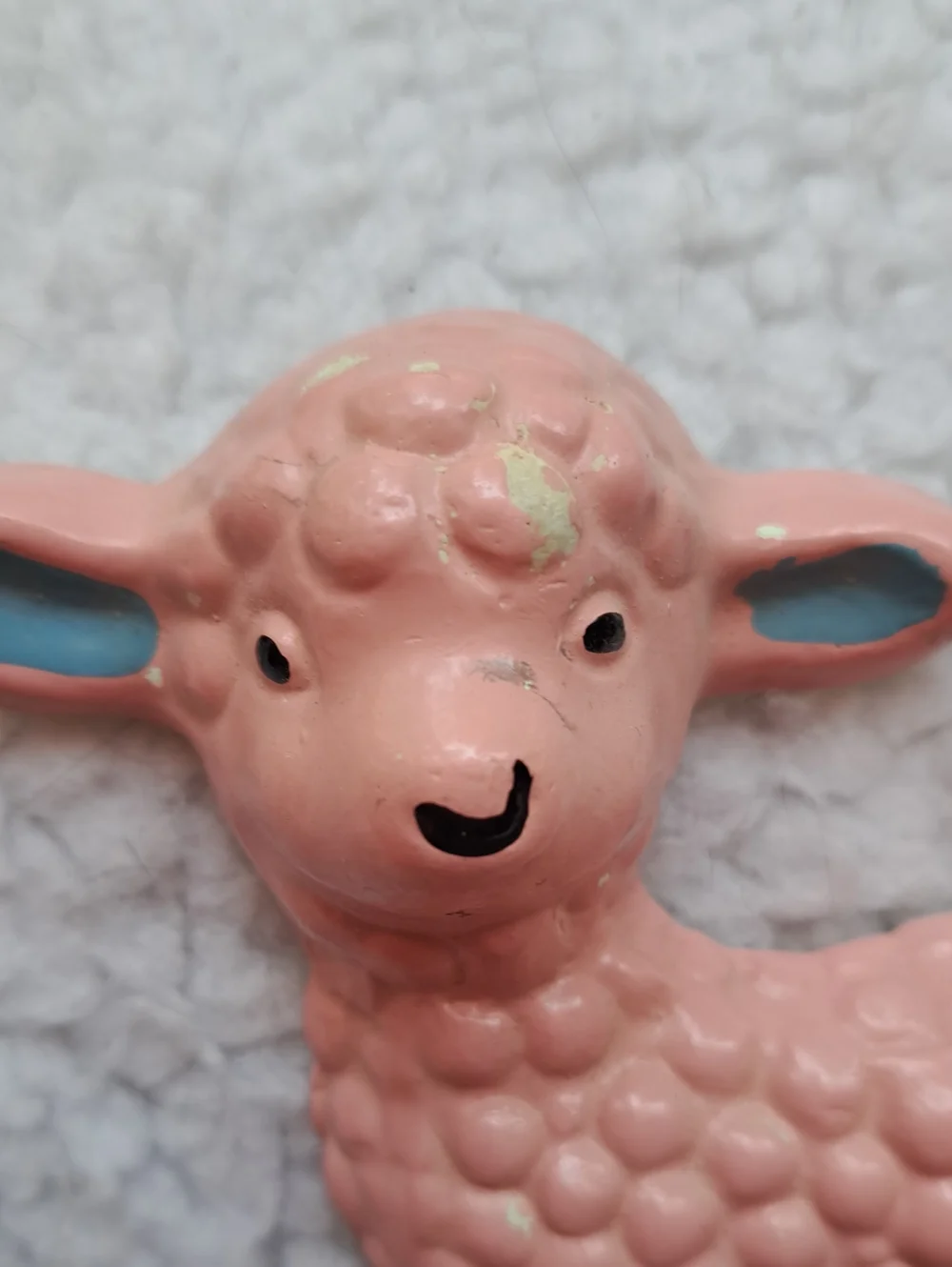 Vintage Chalkware Pink Lamb